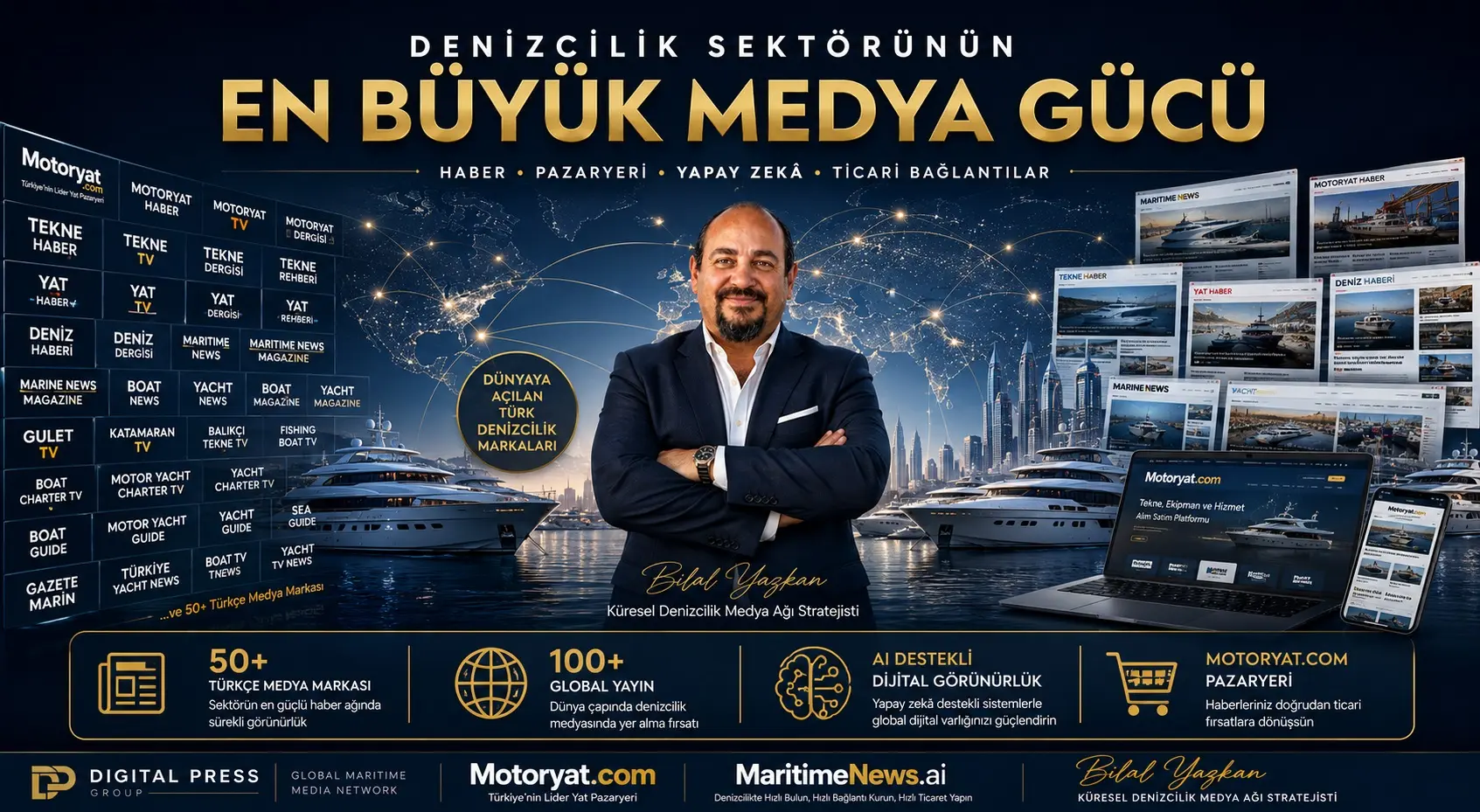 Bilal Yazkan ve denizcilik sektöründeki küresel medya, pazaryeri, yapay zekâ görünürlüğü ve ticari bağlantılar ağı